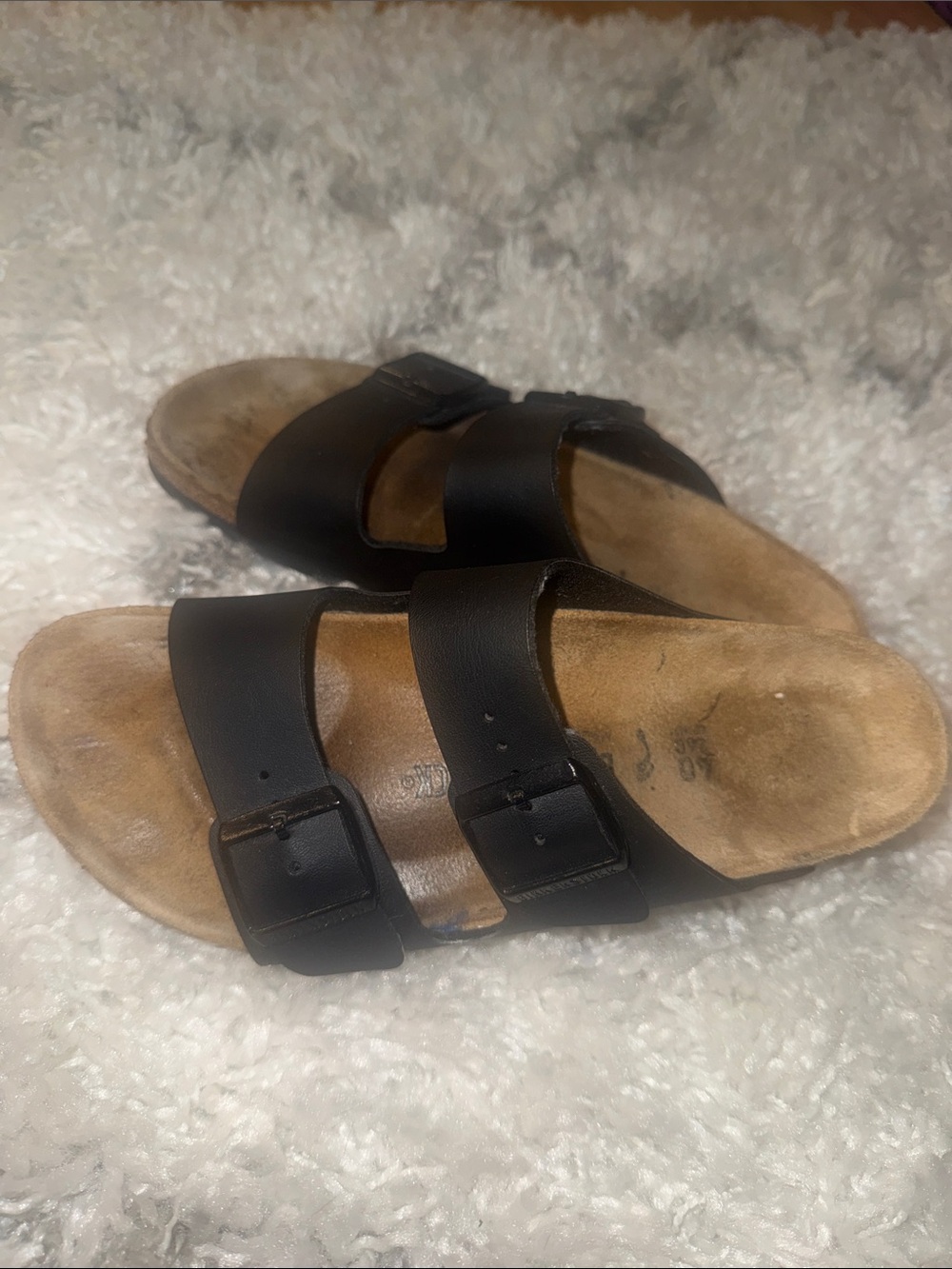 Birkenstock Arizona Black Two-Buckle Slide Sandals